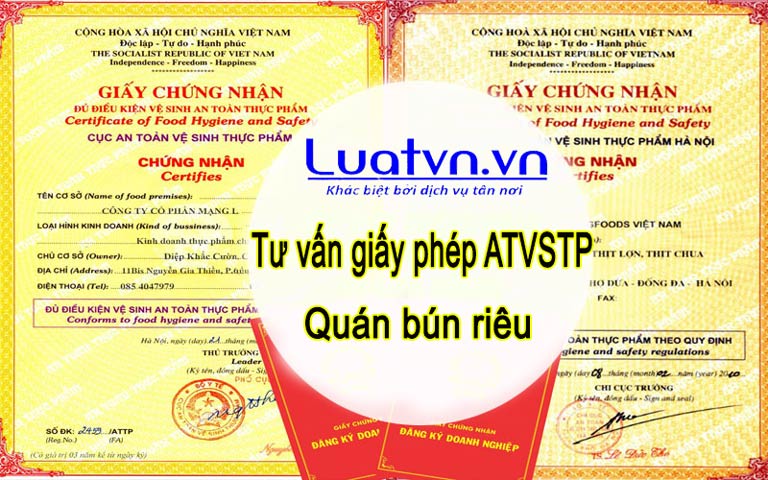 giấy phép ATVSTP cho quán bún riêu