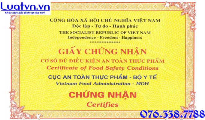 Cấp giấy chứng nhận an toàn vệ sinh thực phẩm