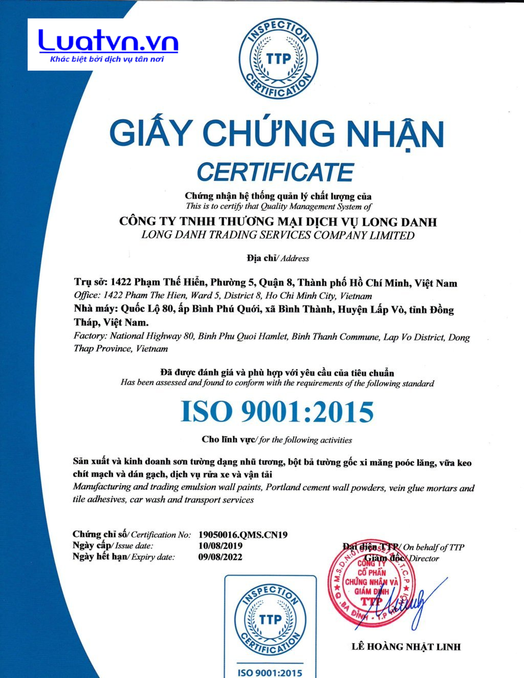 Chứng Nhận Iso 9001:2015 - Tư Vấn Bởi Luatvn.Vn